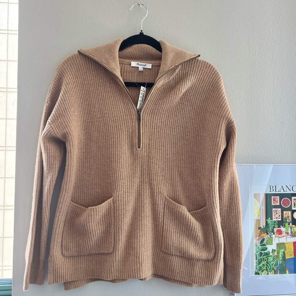 Madewell Glenbrook Merino Wool Blend Half Zip Sweater